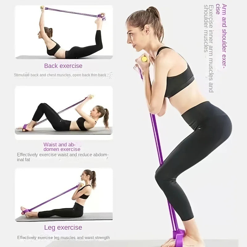 4 Elastic Pull Ropes Abdominal Resistance Band Workout Device for Home Gym Sport Exercise Fitness Equipment
