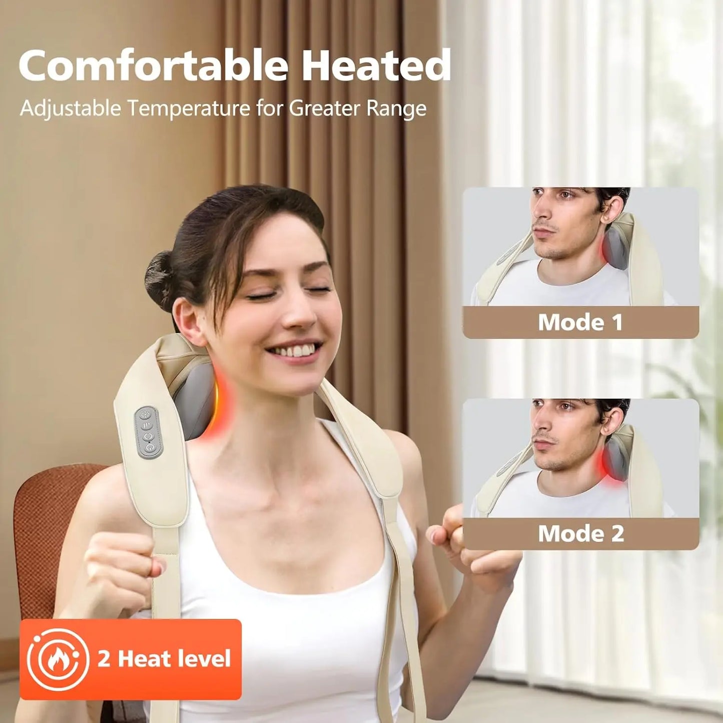 Neck Massager, Cordless Shiatsu Shoulder Back Massager with Soothing Heat, Electric Deep Tissue, for Neck, Waist, Traps, Back