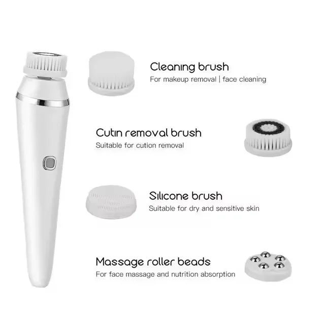 4 in 1 Electric Face Washing Brush Pore Cleansing Blackhead Makeup Remover Waterproof Silica Gel Soft Hair Cleansing Machine