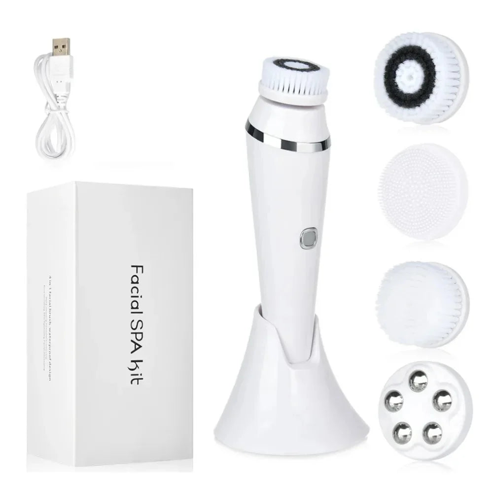 4 in 1 Electric Face Washing Brush Pore Cleansing Blackhead Makeup Remover Waterproof Silica Gel Soft Hair Cleansing Machine