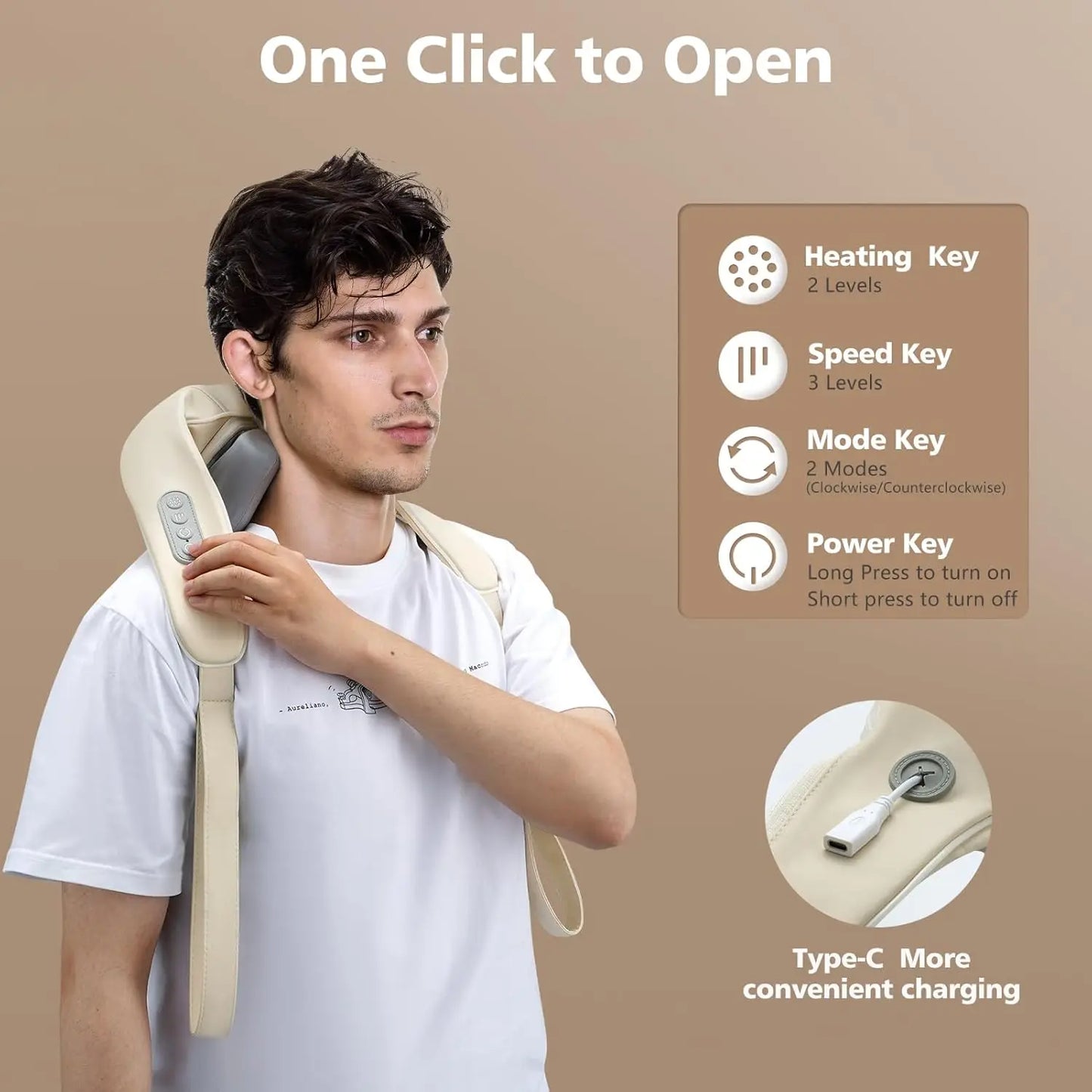 Neck Massager, Cordless Shiatsu Shoulder Back Massager with Soothing Heat, Electric Deep Tissue, for Neck, Waist, Traps, Back