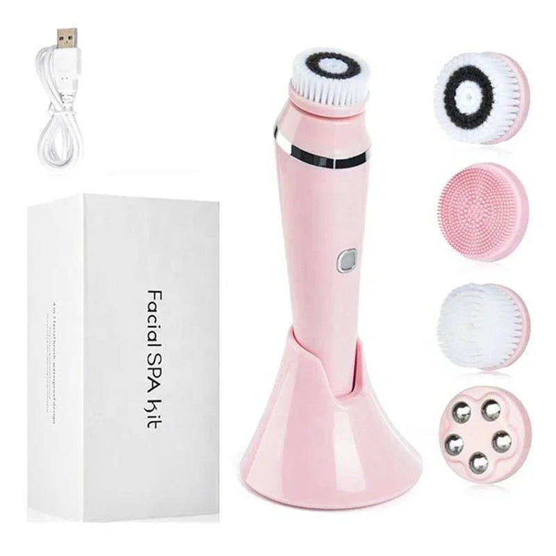 4 in 1 Electric Face Washing Brush Pore Cleansing Blackhead Makeup Remover Waterproof Silica Gel Soft Hair Cleansing Machine