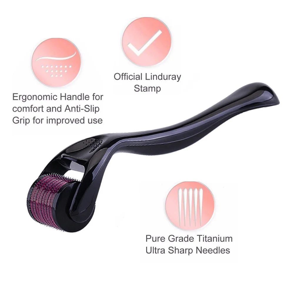 Derma Roller for Skin, Hair & Beard - Titanium Micro Needle Roller for Women & Men for Face & Scalp, Safe & Easy to Use 0.25mm