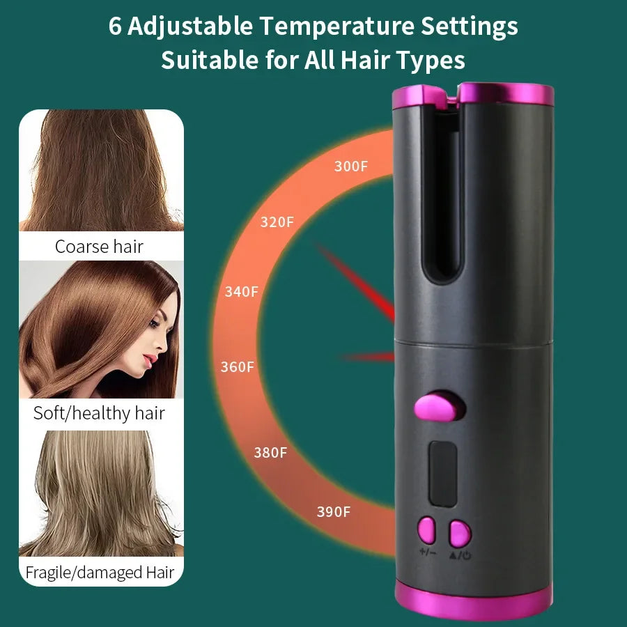 Portable Automatic Curling Iron USB Charging Smart LCD Display Mini Home Use Lazy Wave Curler Salon Tool Accessories