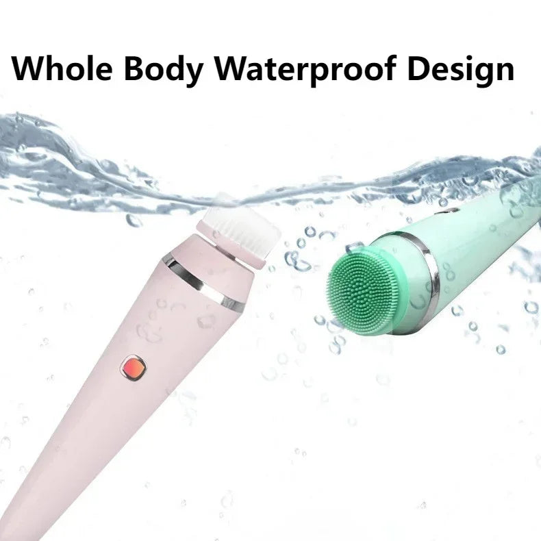 4 in 1 Electric Face Washing Brush Pore Cleansing Blackhead Makeup Remover Waterproof Silica Gel Soft Hair Cleansing Machine
