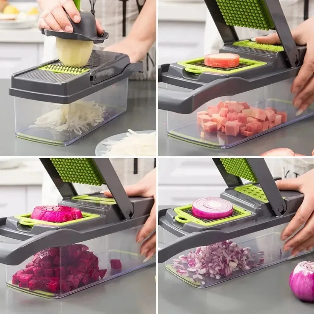Multifunctional Vegetable Chopper with Handle, Food Grater, Slicer, D479, 14/16 in 1 Cutter, Kitchen Items