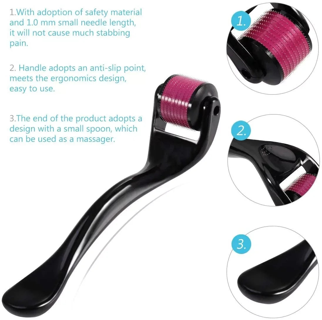 Derma Roller for Skin, Hair & Beard - Titanium Micro Needle Roller for Women & Men for Face & Scalp, Safe & Easy to Use 0.25mm