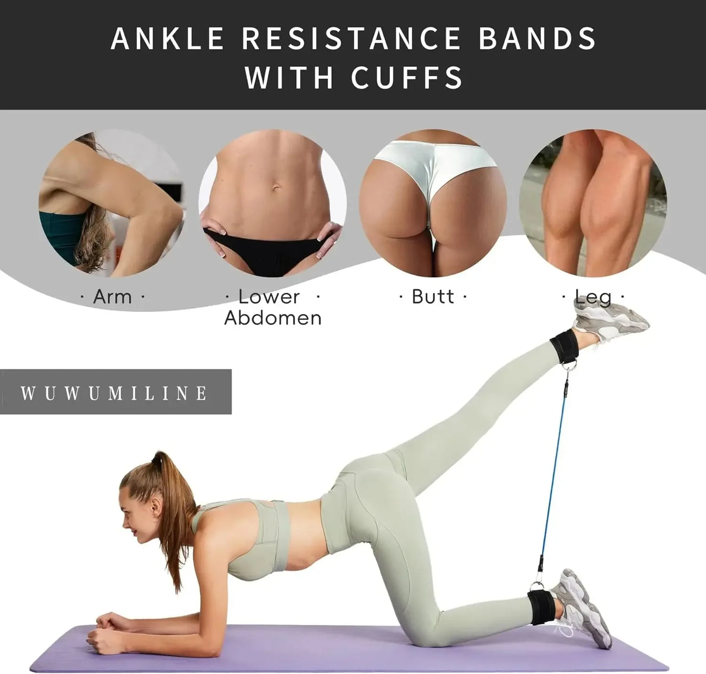 Resistance Bands Set, Ankle Straps, Adjustable Foot Support, Padded Cuff, Ankle Weights, Leg Training Brace, Yoga Sport Gym Equipment