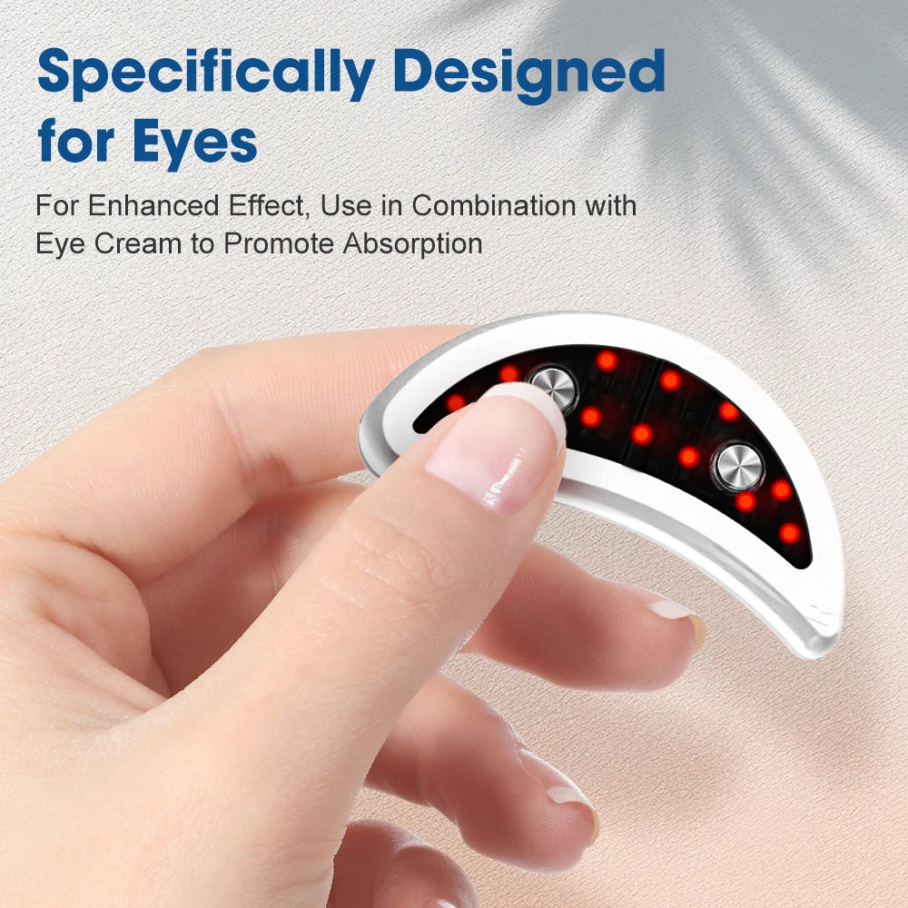 Led Red Light Eye Massager, Care Therapy, Ems Pulse, Microcurrent, Relieve Fatigue, Reduce Dark Circles, Lines, Puffiness, Anti-Wrinkle