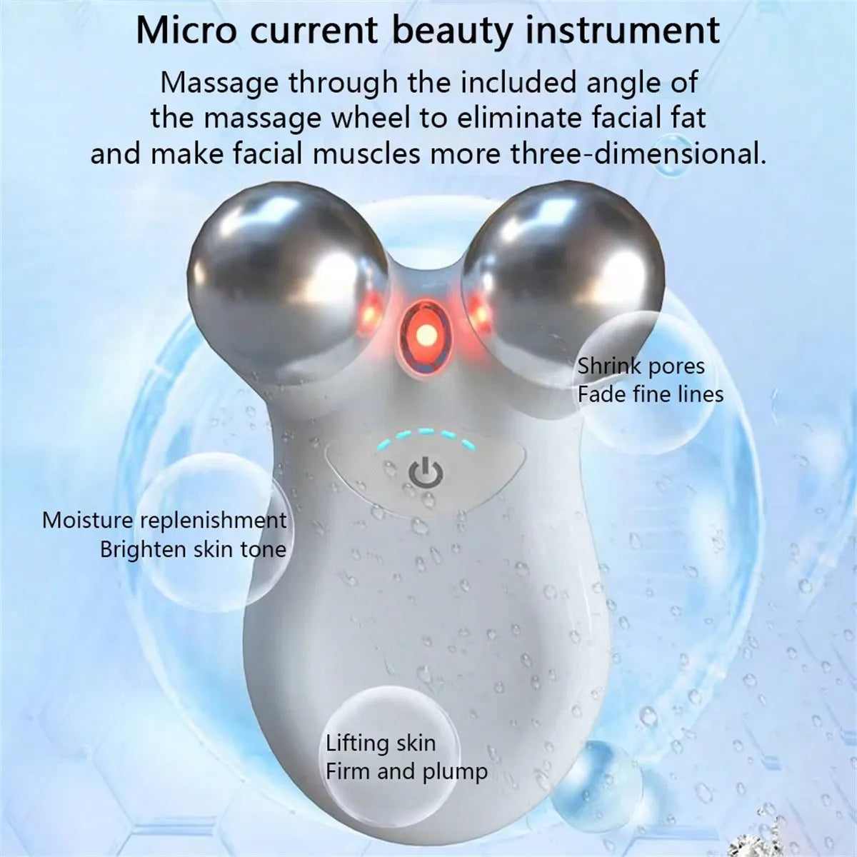 EMS Microcurrent Facial Massager Stainless Steel Double Head RF Therapy Massager Skin Lifting Firming Beauty Device