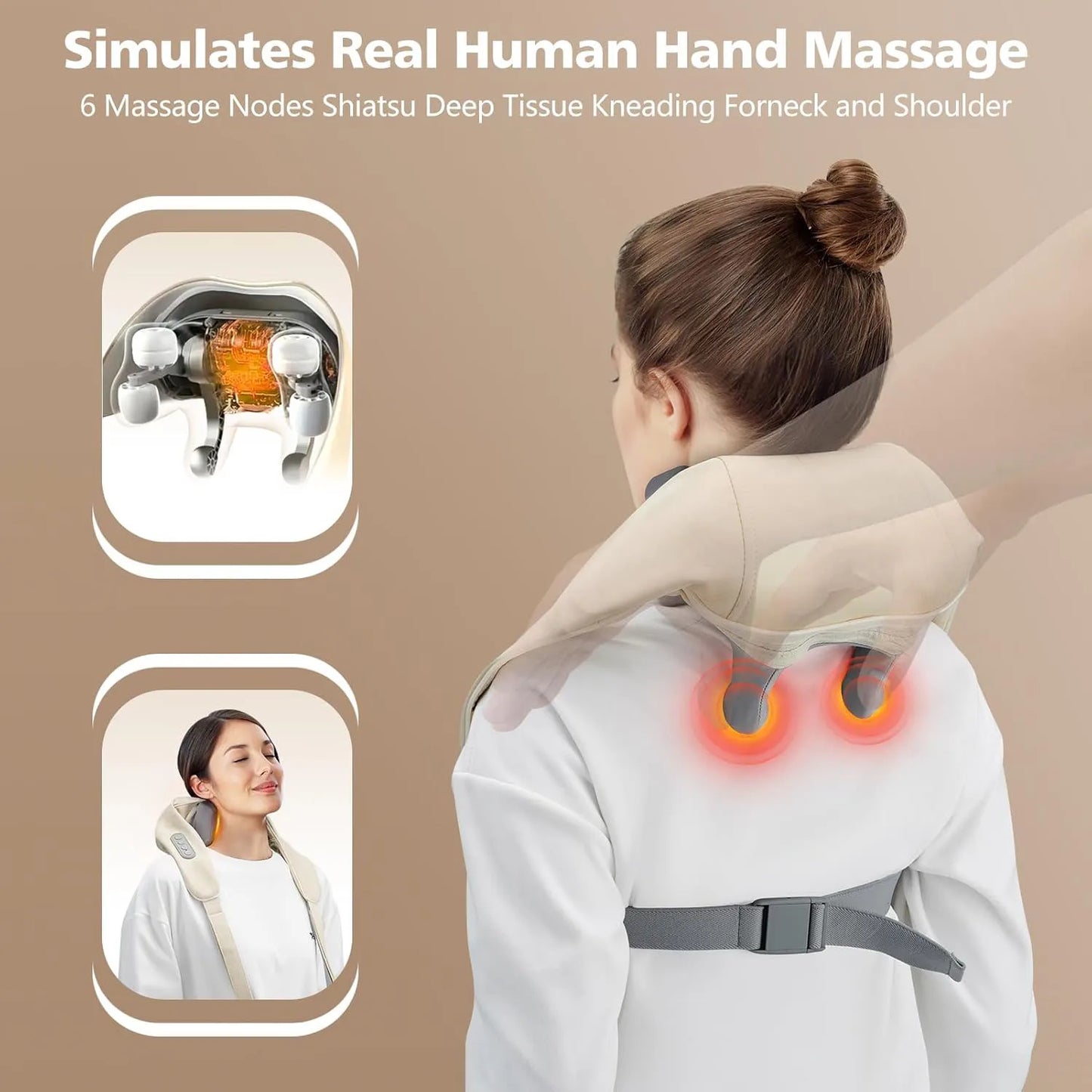Neck Massager, Cordless Shiatsu Shoulder Back Massager with Soothing Heat, Electric Deep Tissue, for Neck, Waist, Traps, Back