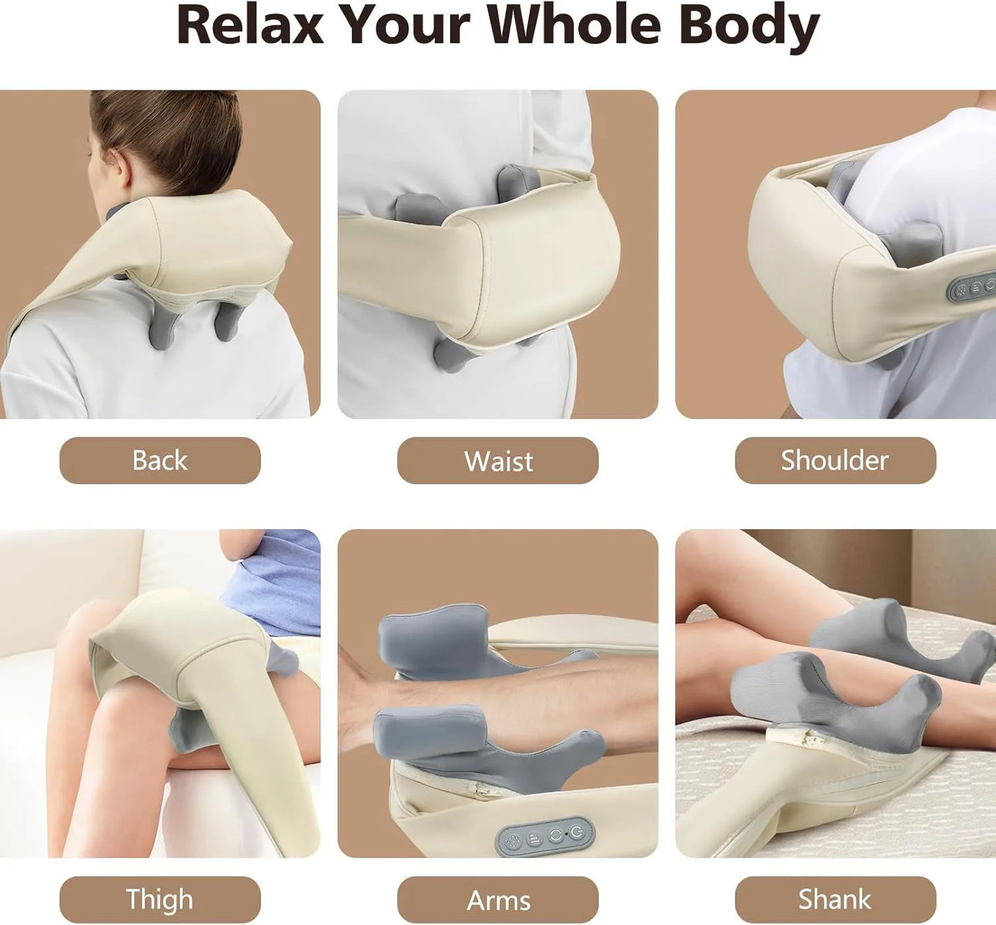 Neck Massager, Cordless Shiatsu Shoulder Back Massager with Soothing Heat, Electric Deep Tissue, for Neck, Waist, Traps, Back