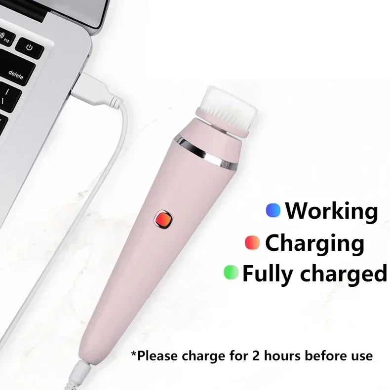 4 in 1 Electric Face Washing Brush Pore Cleansing Blackhead Makeup Remover Waterproof Silica Gel Soft Hair Cleansing Machine