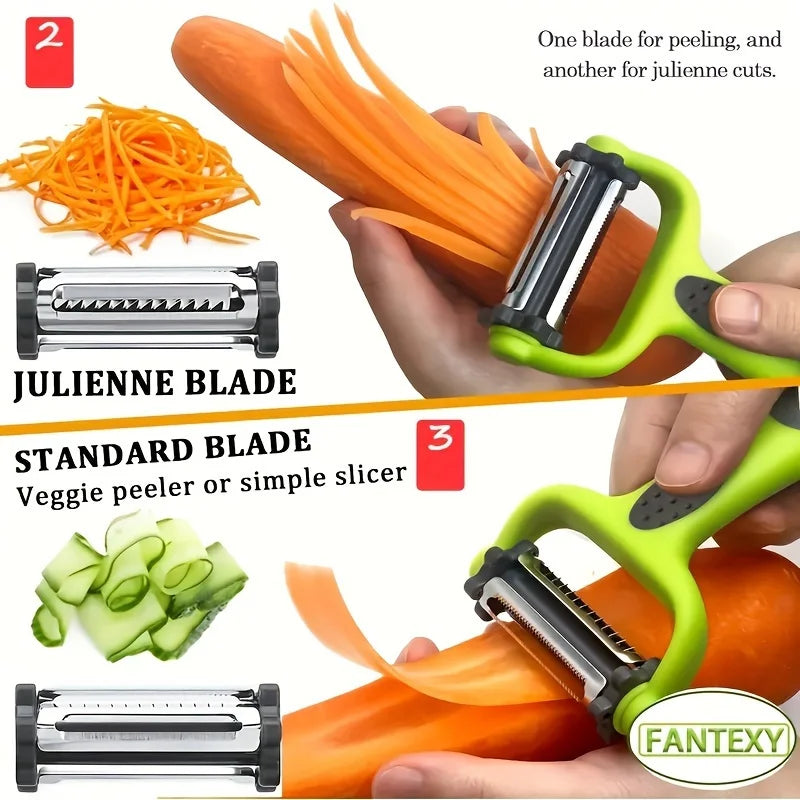 3 in 1 Rotary Peeler for Fruits and Vegetables, Cabbage Graters, Salad, Carrot, Potato, Kitchen Multi-Function Grater, Julienne Peeler