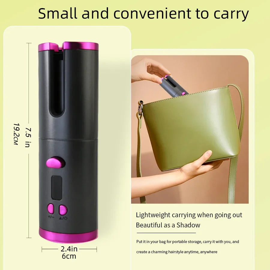 Portable Automatic Curling Iron USB Charging Smart LCD Display Mini Home Use Lazy Wave Curler Salon Tool Accessories