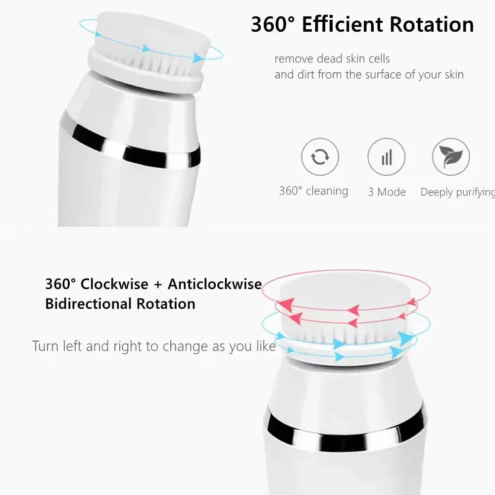 4 in 1 Electric Face Washing Brush Pore Cleansing Blackhead Makeup Remover Waterproof Silica Gel Soft Hair Cleansing Machine