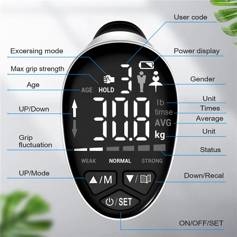 ABHS Grip Strength Trainer, Grip Strength Tester, Hand Grip Exerciser, Auto-Capture, Digital Hand Dynamometer