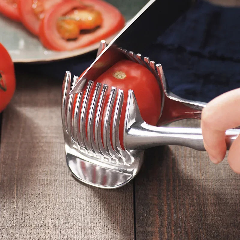 Stainless Steel Fruit Slicer, Orange Lemon Tomato Cutting Tongs, Kitchen Accessory