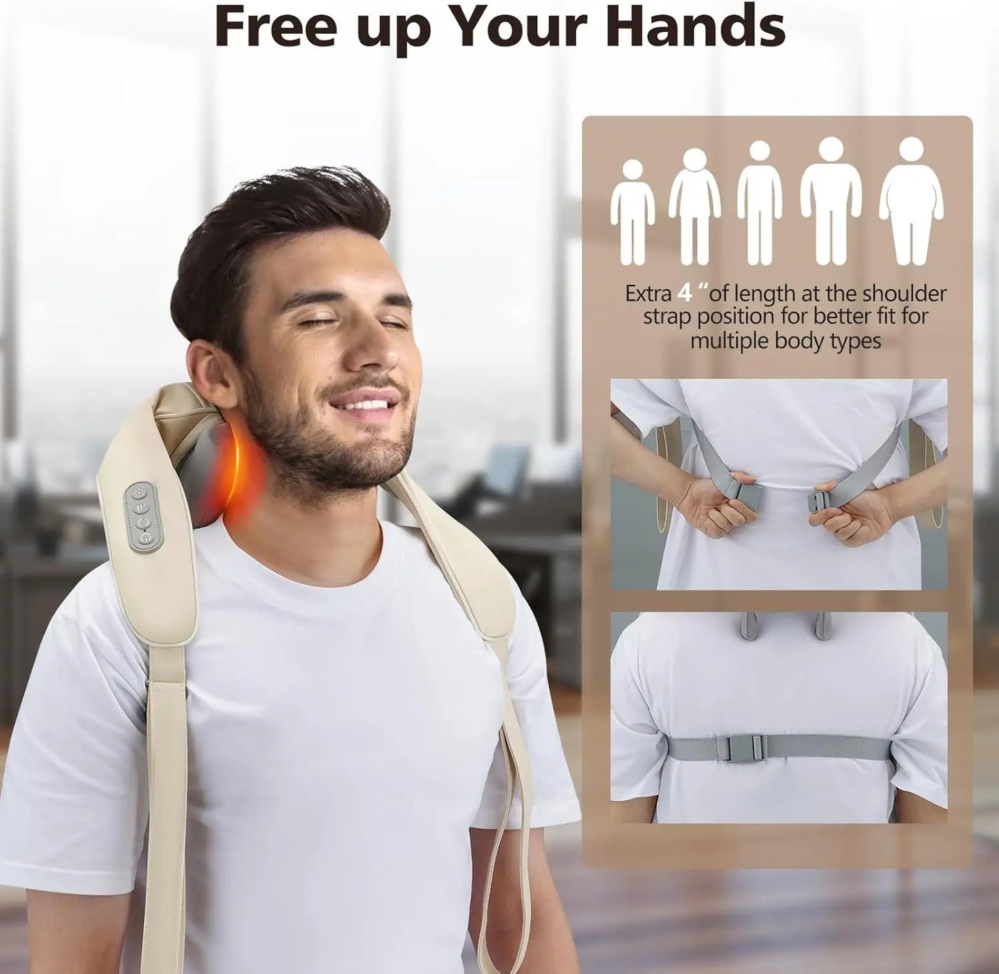 Neck Massager, Cordless Shiatsu Shoulder Back Massager with Soothing Heat, Electric Deep Tissue, for Neck, Waist, Traps, Back