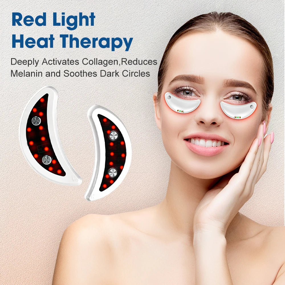 Led Red Light Eye Massager, Care Therapy, Ems Pulse, Microcurrent, Relieve Fatigue, Reduce Dark Circles, Lines, Puffiness, Anti-Wrinkle