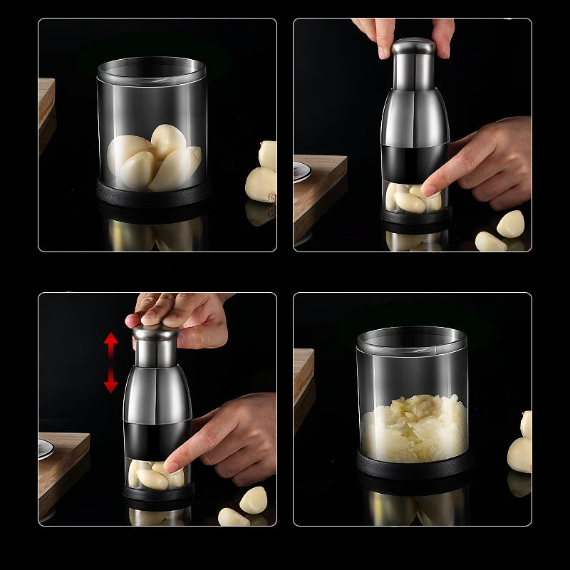 Presse-ail en acier inoxydable PLYS 304, presse-ail manuel domestique, outil de hachage et de purée d'ail spécifique à la cuisine