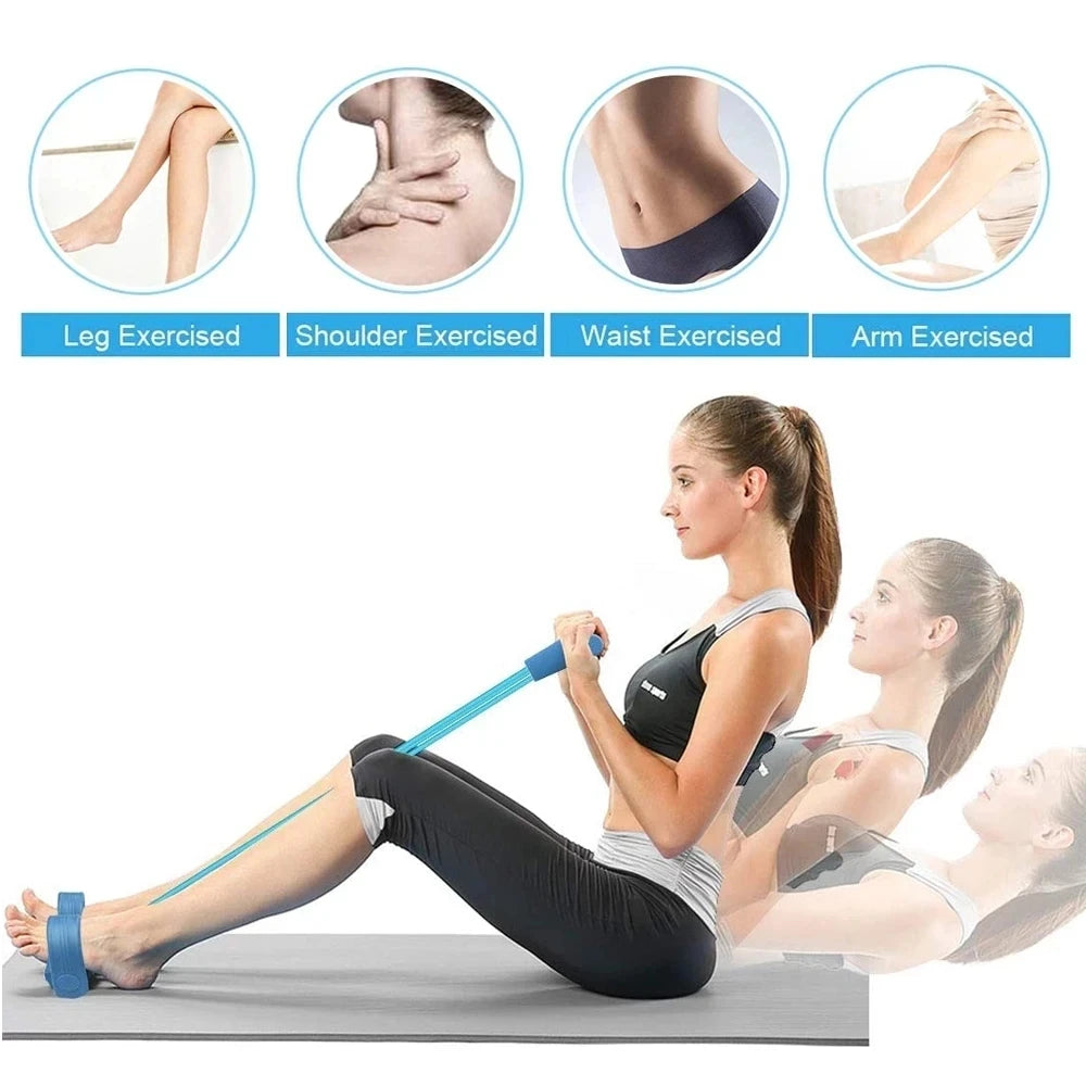 4 Elastic Pull Ropes Abdominal Resistance Band Workout Device for Home Gym Sport Exercise Fitness Equipment