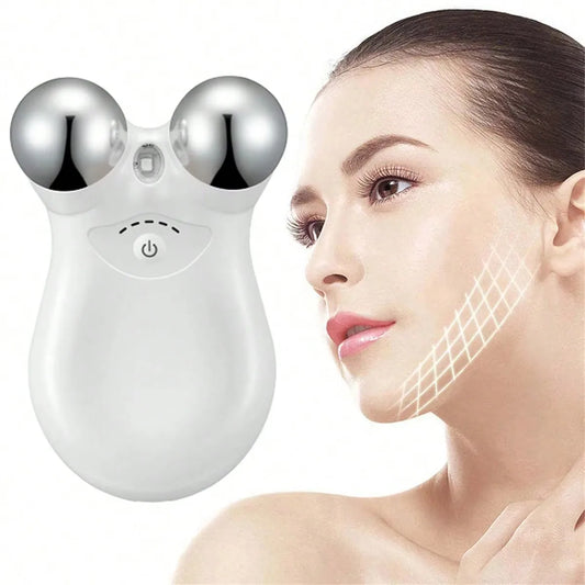 EMS Microcurrent Facial Massager Stainless Steel Double Head RF Therapy Massager Skin Lifting Firming Beauty Device 