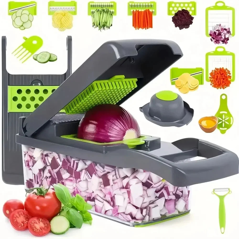 Multifunctional Vegetable Chopper with Handle, Food Grater, Slicer, D479, 14/16 in 1 Cutter, Kitchen Items 