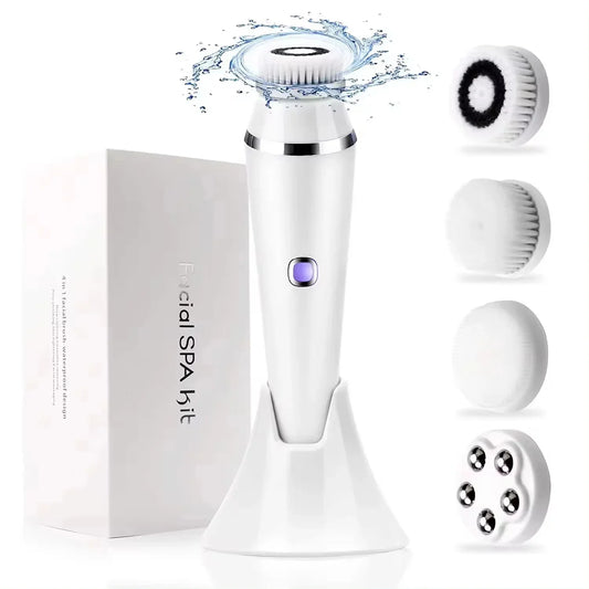 4 in 1 Electric Face Washing Brush Pore Cleansing Blackhead Makeup Remover Waterproof Silica Gel Soft Hair Cleansing Machine 