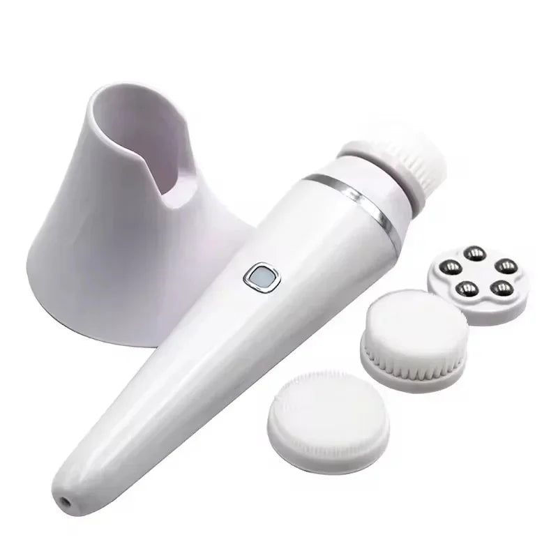 4 in 1 Electric Face Washing Brush Pore Cleansing Blackhead Makeup Remover Waterproof Silica Gel Soft Hair Cleansing Machine 