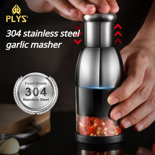 Presse-ail en acier inoxydable PLYS 304, presse-ail manuel domestique, outil de hachage et de purée d'ail spécifique à la cuisine