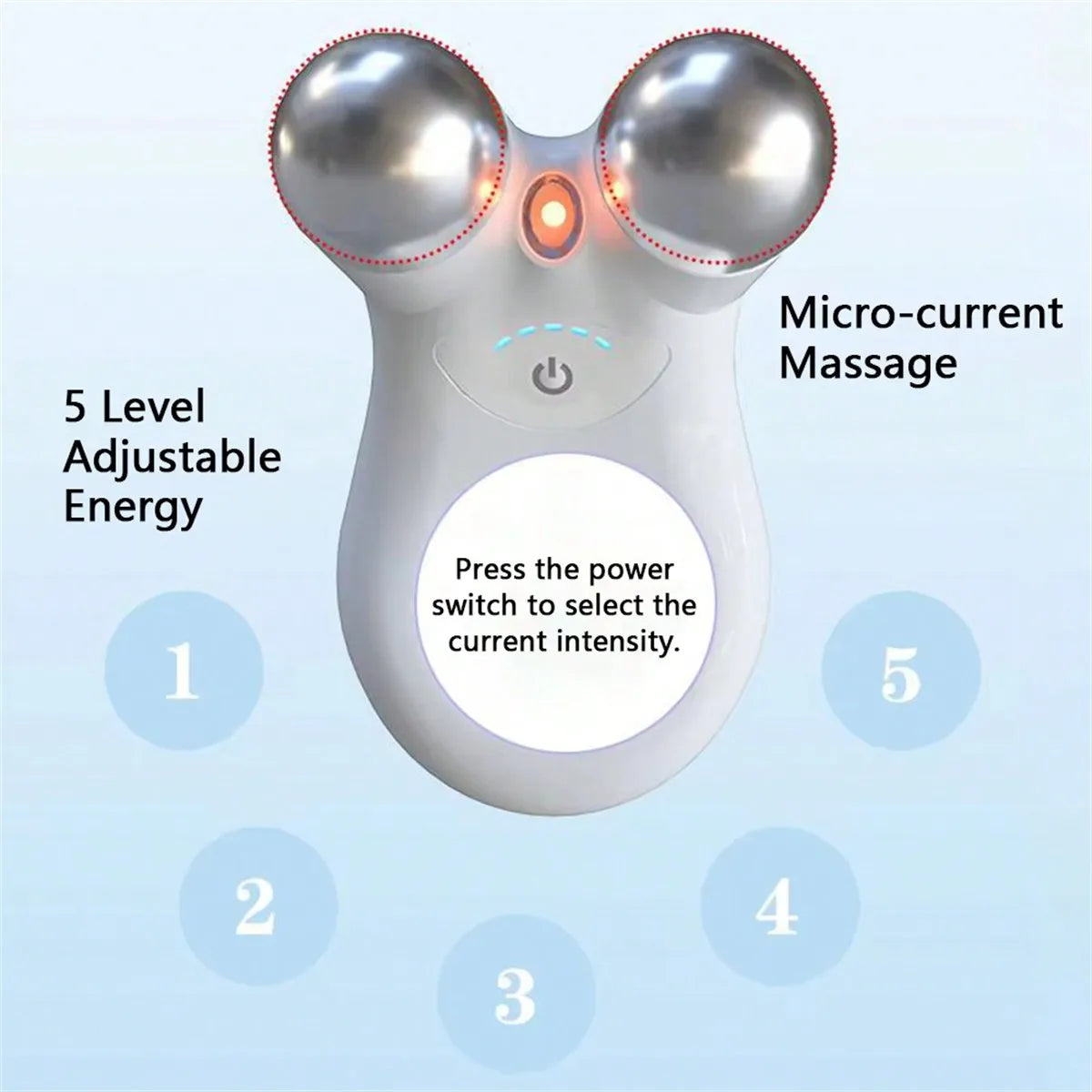 EMS Microcurrent Facial Massager Stainless Steel Double Head RF Therapy Massager Skin Lifting Firming Beauty Device 
